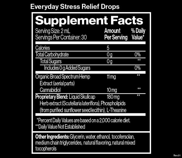 Everyday Stress Relief Drops supplement facts