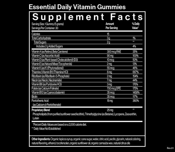 essential daily vitamin gummies supplement facts