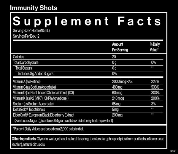 Daily Immunity Gummy supplement facts