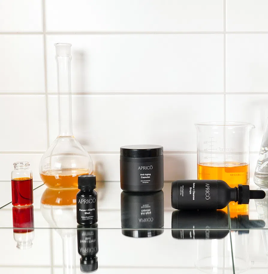 aprico products with laboratory glassware